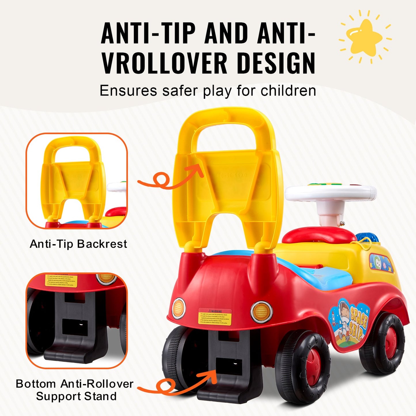 VEVOR Ride On Push Car for Toddlers, Ages 1-3, Ride Racer, Sit to Stand Toddler
