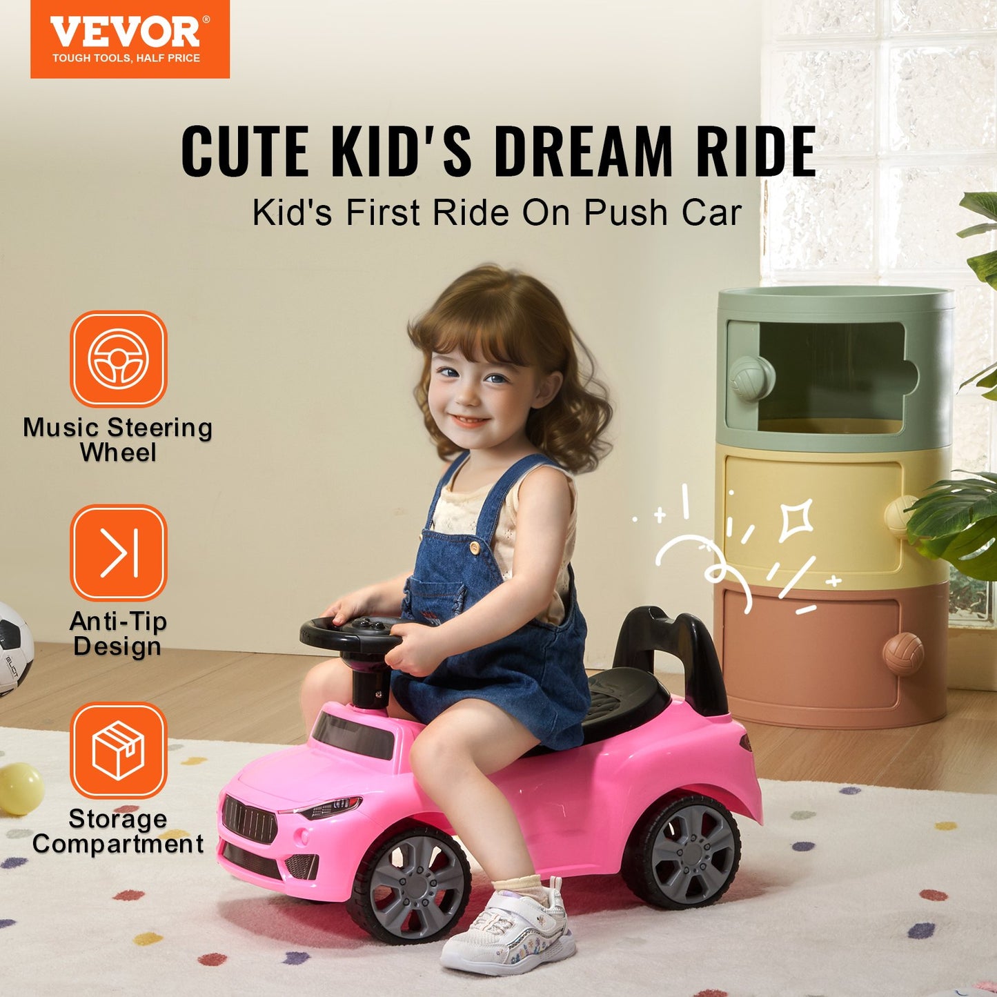 VEVOR Ride On Push Car for Toddlers, Ages 1-3, Ride Racer, Sit to Stand Toddler