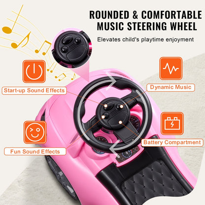 Toddler Push Car with Music Steering & Storage, Ages 1-3, Pink, 22 kg Capacity