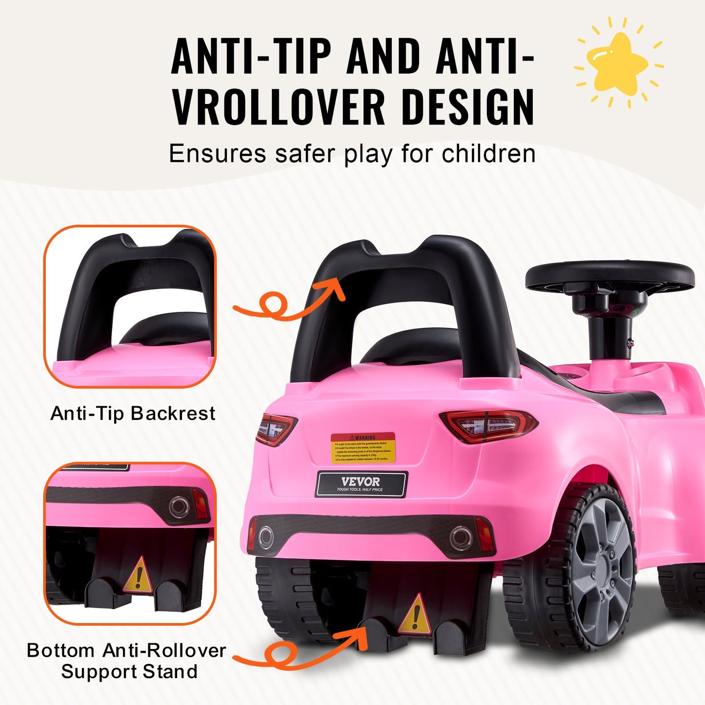 VEVOR Ride On Push Car for Toddlers, Ages 1-3, Ride Racer, Sit to Stand Toddler