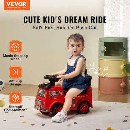 Toddler Ride-On Racer with Music, Red, Ages 1-3, 22 kg Capacity, 52.5 cm Length