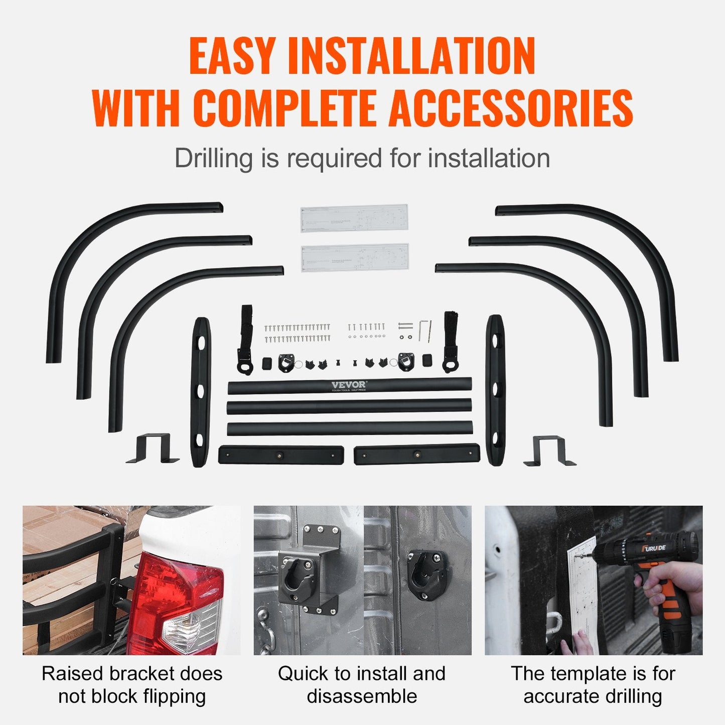 Aluminum Retractable Truck Bed Extender, Adjustable 1.31-1.63m, Easy Install