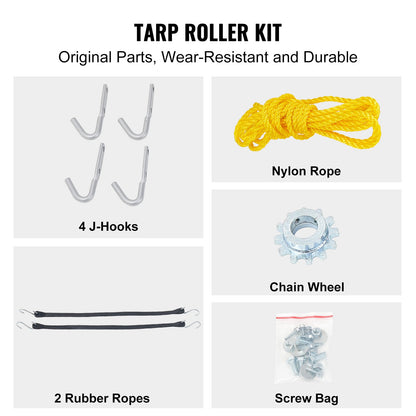VEVOR Hand Crank Tarp Roller Kit, 1.6-2.6 m Wide, Aluminum Alloy, Manual Cab Level