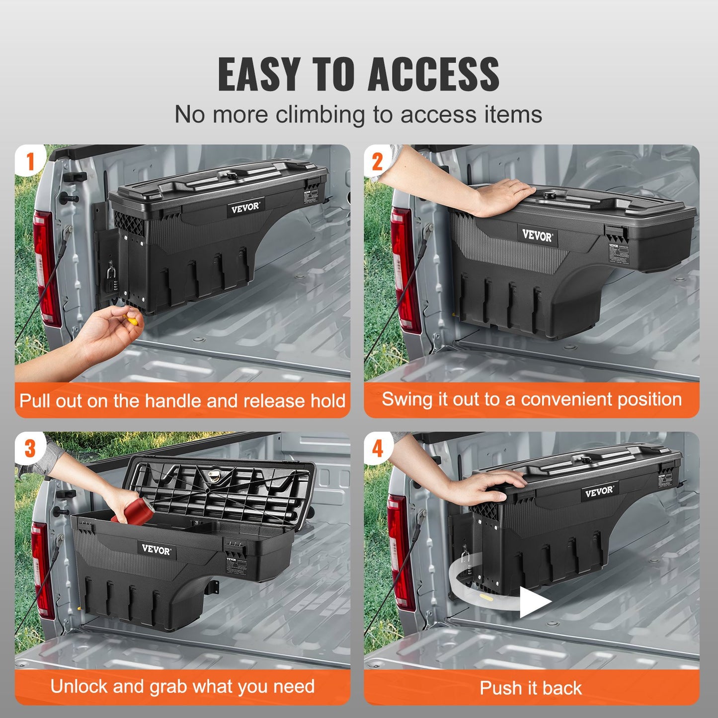 VEVOR Truck Bed Storage Box, Lockable Swing Case with Password Padlock, 6.6 Gal/25