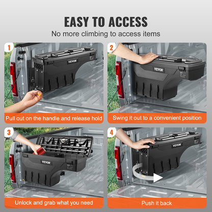 VEVOR Truck Bed Storage Box, Lockable Swing Case with Password Padlock, 6.6 Gal/25