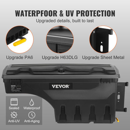 VEVOR Truck Bed Storage Box, Lockable Swing Case with Password Padlock, 6.6 Gal/25