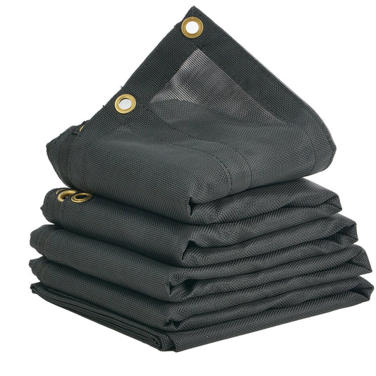 VEVOR Dump Truck Mesh Tarp, 5 x 14 ft, PVC Coated Black Heavy Duty Cover with 5.5"