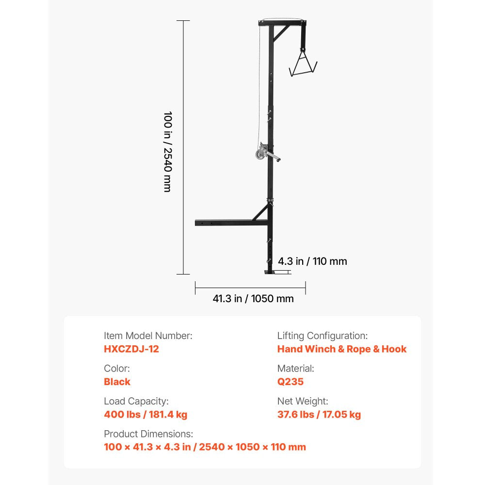 Truck Hitch Game Hoist 181.4 kg Hunting Deer Hoist with 2-inch Receiver