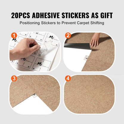 Reusable Carpet Tiles with Padding, 0.5x0.5m, Soft and Soundproof, 16 pcs, Dark Brown