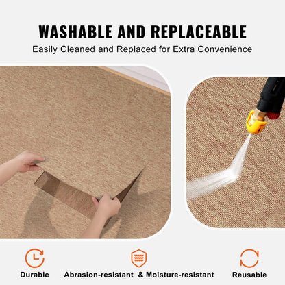 Reusable Carpet Tiles with Padding, 0.5x0.5m, Soft and Soundproof, 16 pcs, Dark Brown