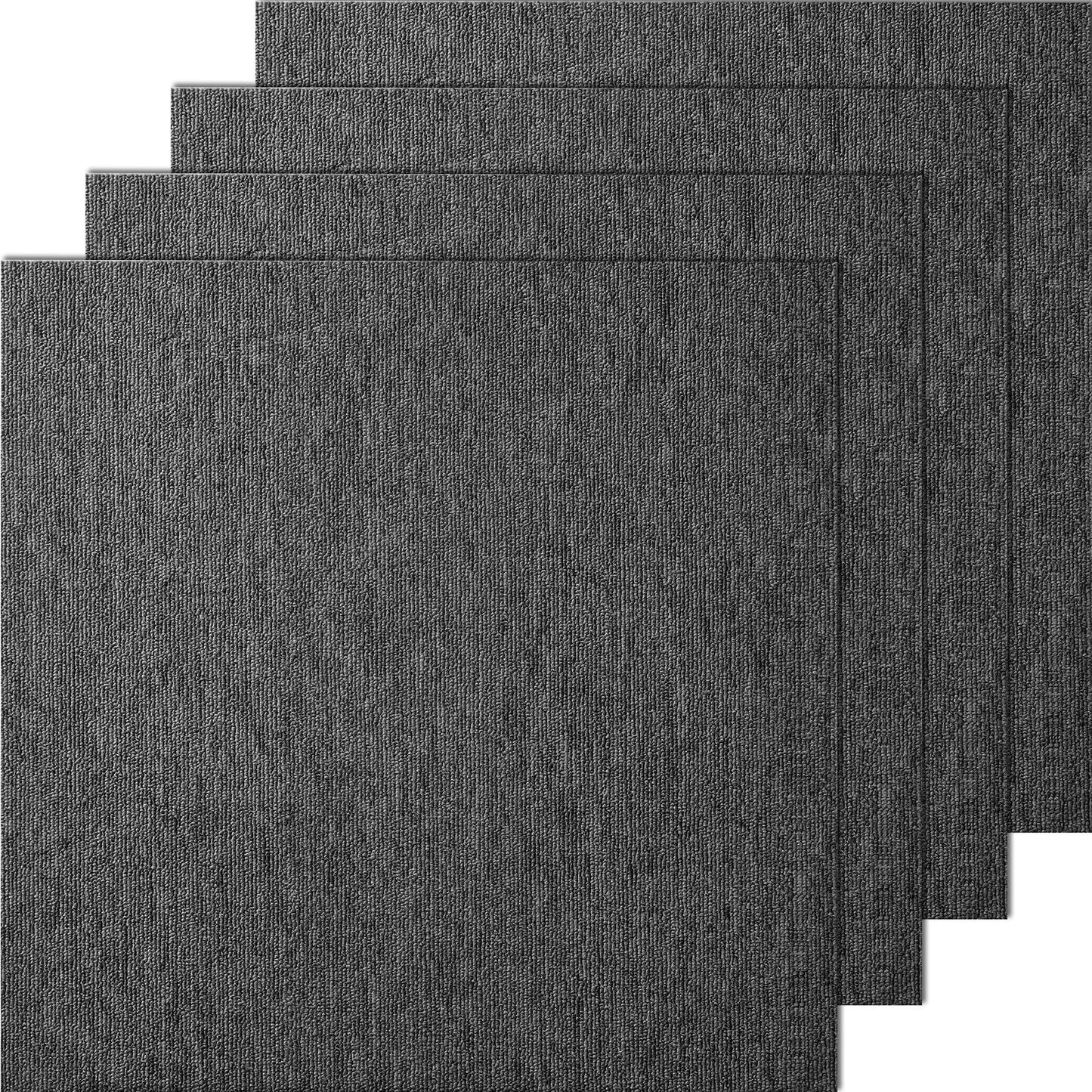 Reusable Carpet Tiles with Padding, 0.5m, Soundproof, Easy Install, Dark Gray