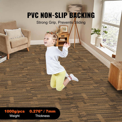 Reusable Soft Carpet Tiles with Padding, 0.5m x 0.5m, Mixed Brown, 12-Pack