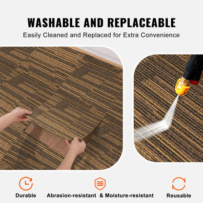 VEVOR Carpet Tiles Reusable, 20"x 20"Carpet Squares With Padding Attached, Soft
