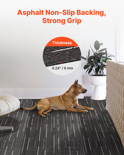 Carpet Tiles Reusable 610x610 mm, 24 PCS Modular Carpet Square Rug, Commercial Floor Soft Padded for Seamless Cover 8.9㎡, Easy DIY Replacement for Living Room Bedroom Office Indoor, Gray