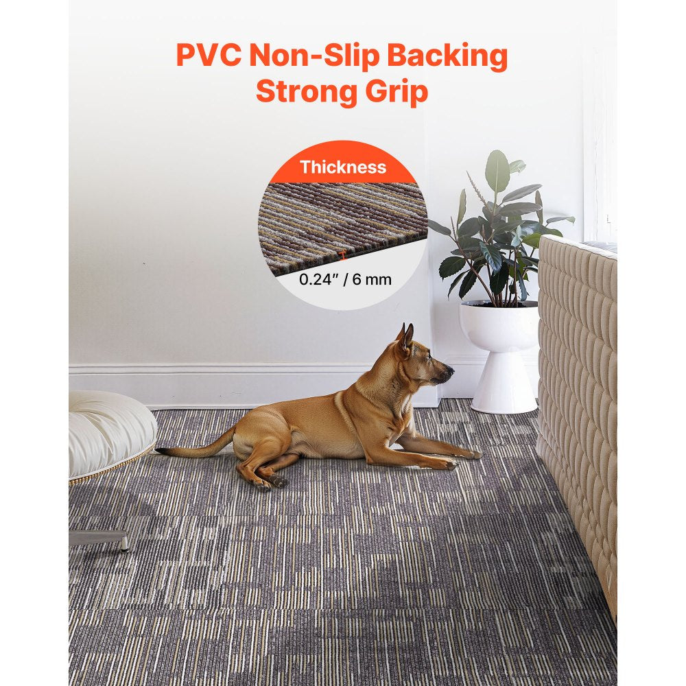 Carpet Tiles Reusable 610x610 mm, 24 PCS Modular Carpet Square Rug, Commercial Floor Soft Padded for Seamless Cover 8.9㎡