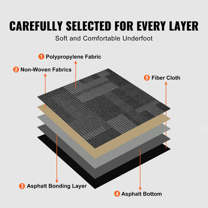 VEVOR Carpet Tiles Reusable, 24"x 24"Carpet Squares With Padding Attached, Soft