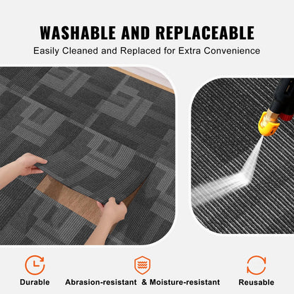 Reusable Carpet Squares with Padding, 0.61m x 0.61m, Mixed Gray, 24 Tiles Set
