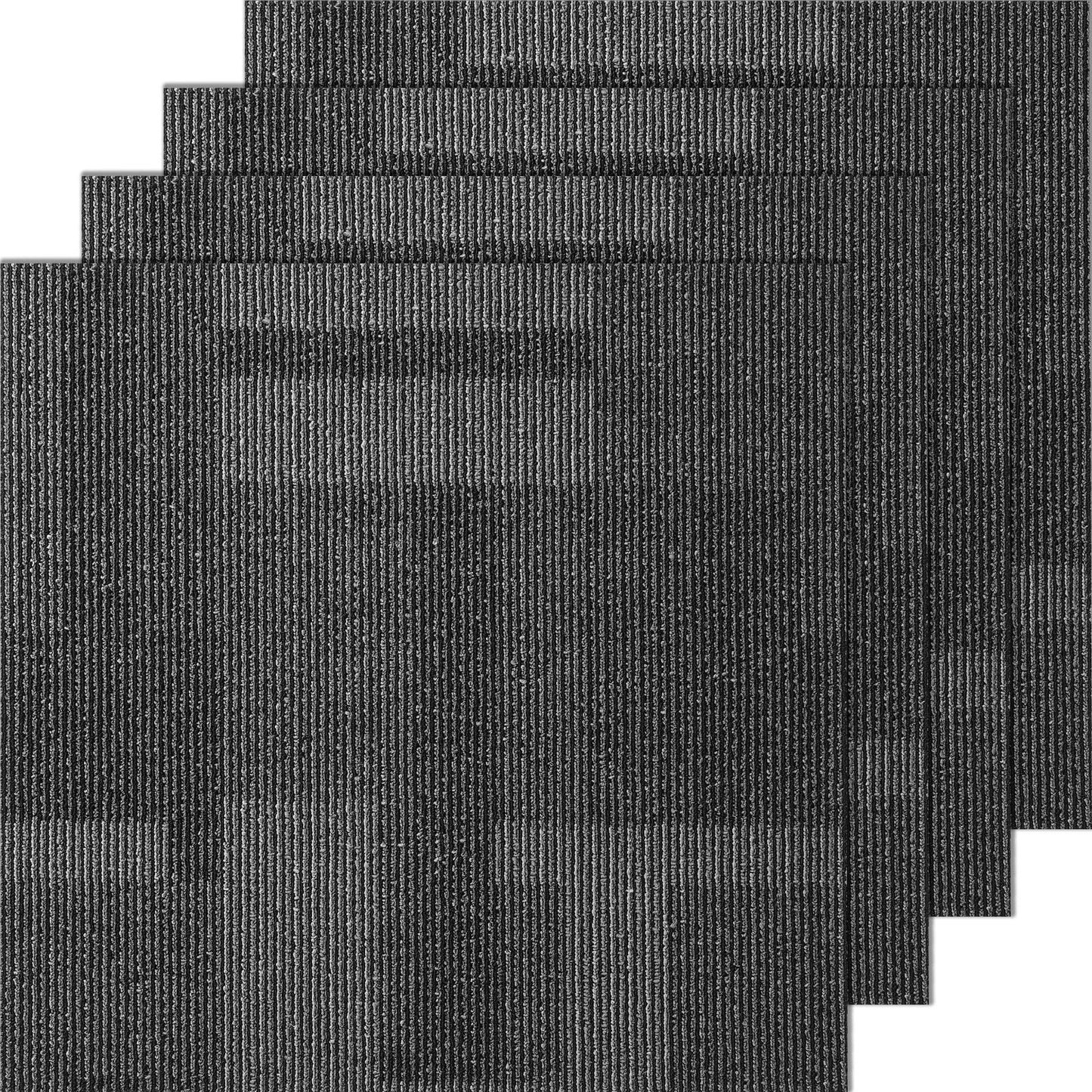 Reusable Carpet Squares with Padding, 0.61m x 0.61m, Mixed Gray, 24 Tiles Set