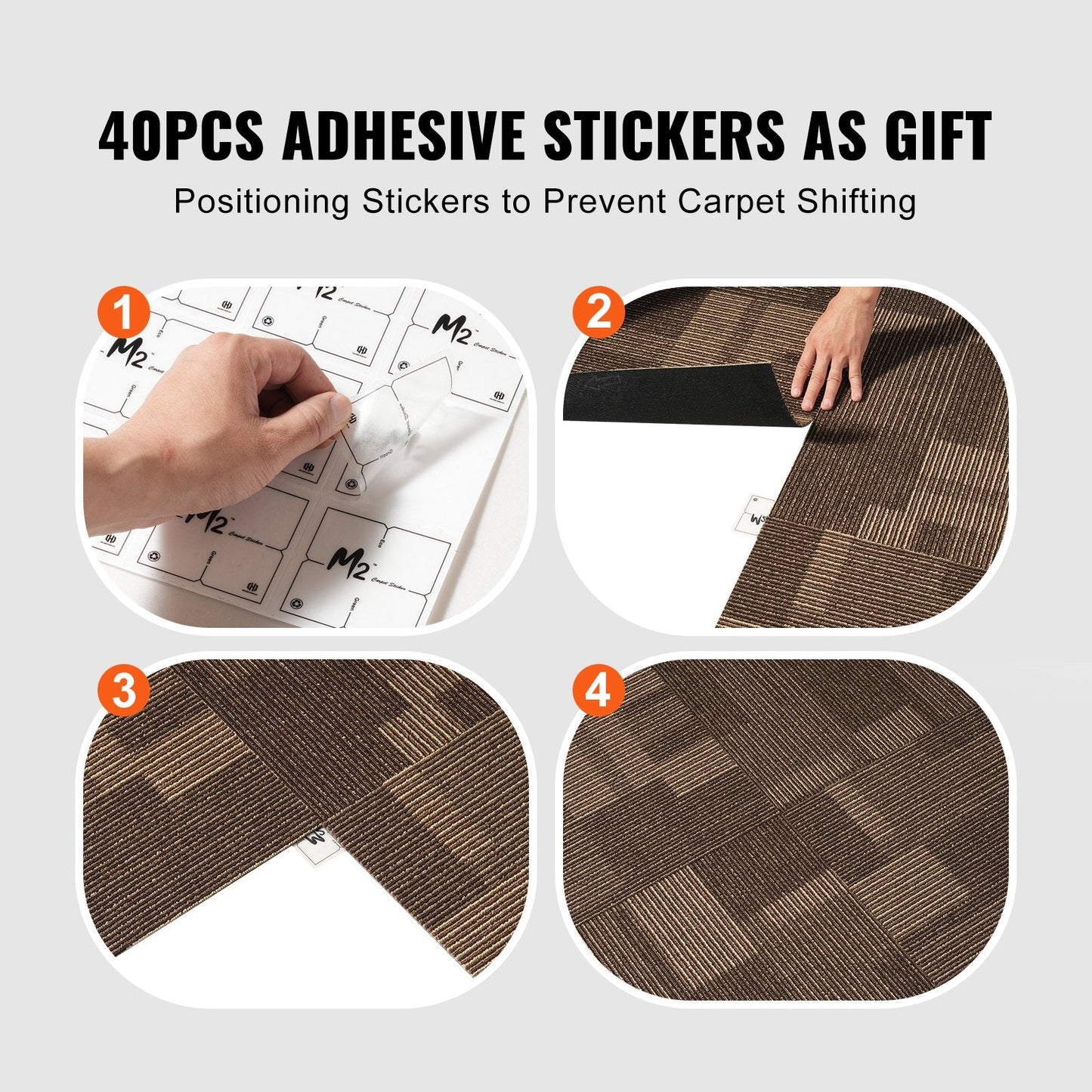 Reusable Carpet Tiles with Padding, 0.61x0.61m, Mixed Brown, 24 Pieces
