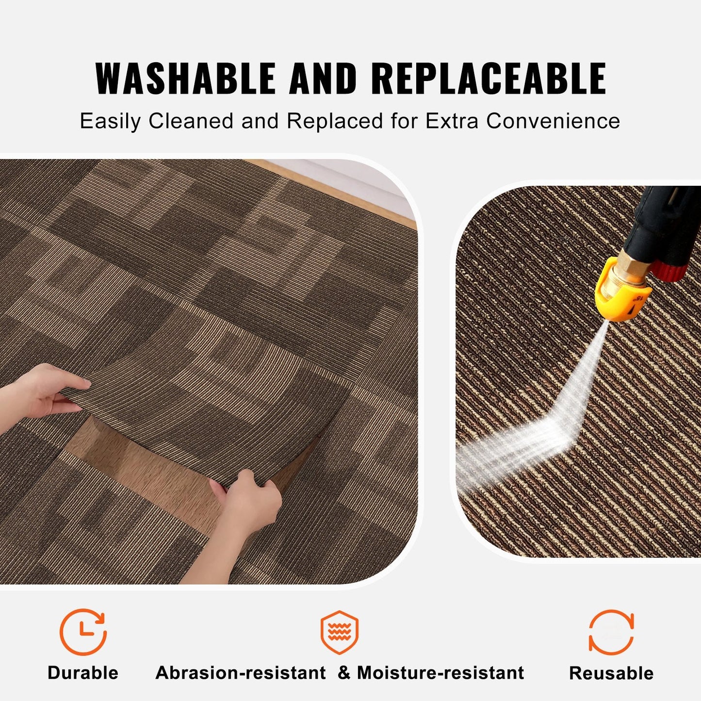 Reusable Carpet Tiles with Padding, 0.61x0.61m, Mixed Brown, 24 Pieces