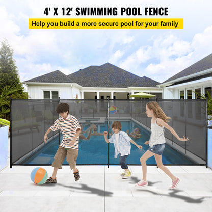 VEVOR Swimming Pool Fence, 4*12FT Pool Safety Fence for Inground Pools, Removable