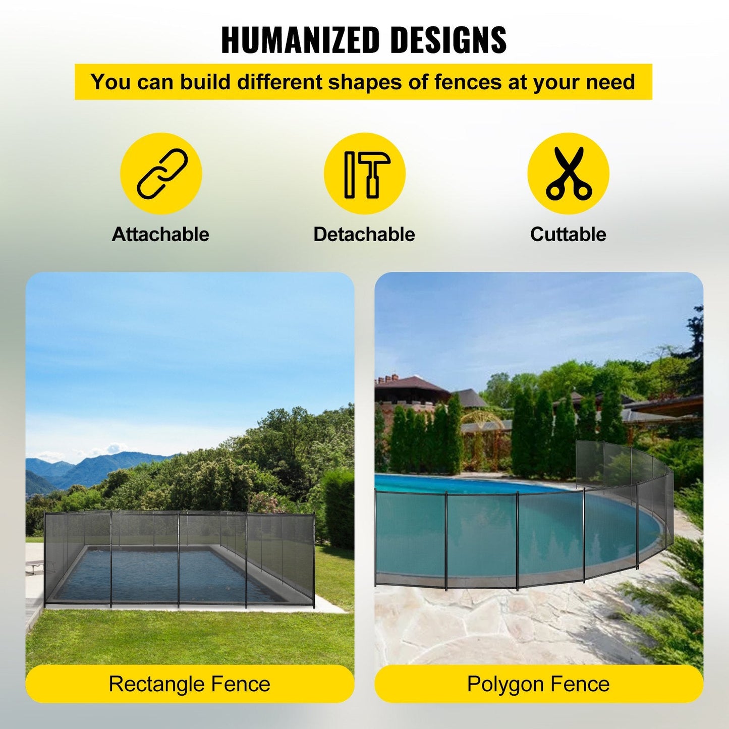 Removable 1.2m x 3.7m Pool Safety Fence with DIY Installation for Child Protection