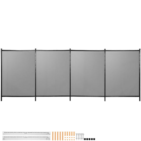 VEVOR Swimming Pool Fence, 4*12FT Pool Safety Fence for Inground Pools, Removable