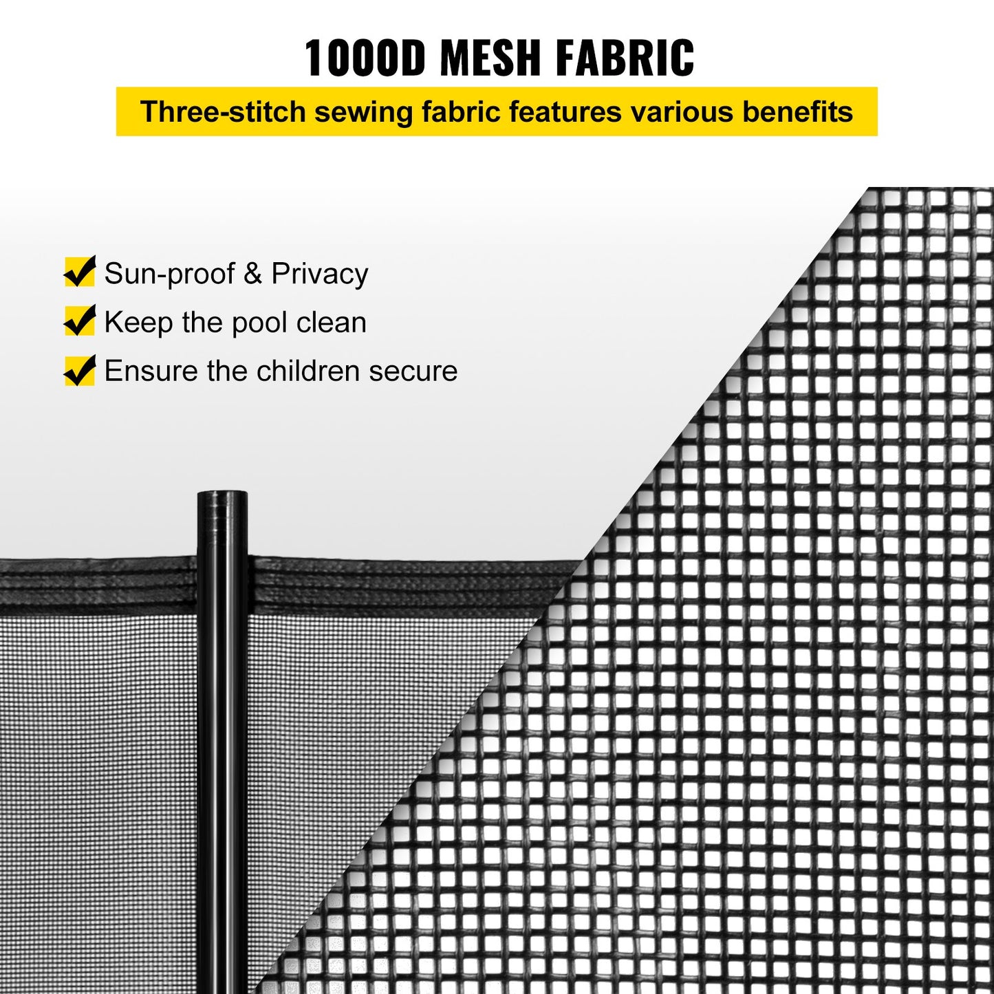 VEVOR Sentry Security Pool Fence 4x48 ft Removable Pool Fence Hole Size 1.1x 3.5