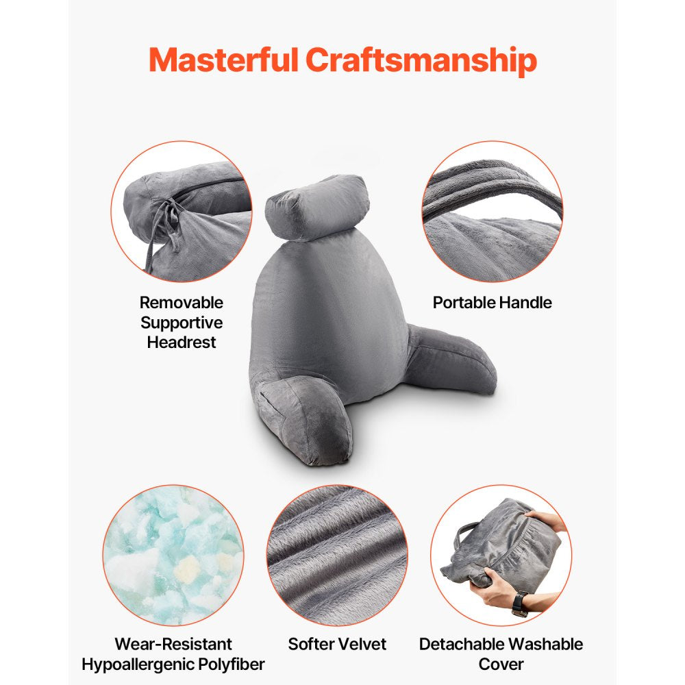 Reading Pillow Large Bed Pillow with Removable Headrest and Washable Cloth