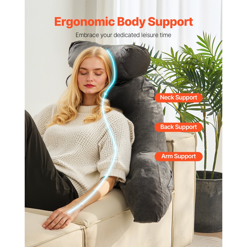 Reading Pillow Large Bed Pillow with Removable Headrest and Washable Cloth