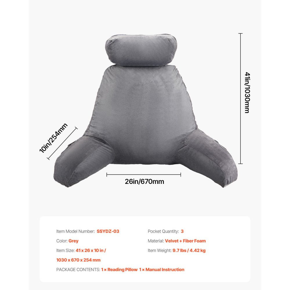 Reading Pillow Large Bed Pillow with Removable Headrest and Washable Cloth