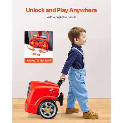 VEVOR Engine Toy Kids Mechanic Car Repair Set with Removable Parts Red