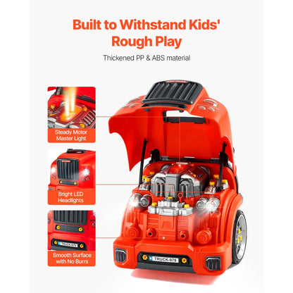 VEVOR Engine Toy Kids Mechanic Car Repair Set with Removable Parts Red