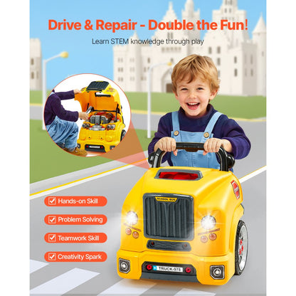 VEVOR Engine Toy Kids Mechanic Car Repair Set with Removable Parts Yellow