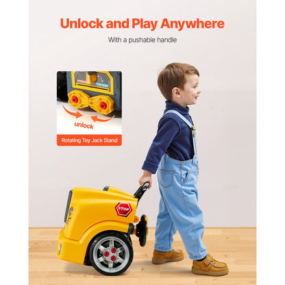 VEVOR Engine Toy Kids Mechanic Car Repair Set with Removable Parts Yellow