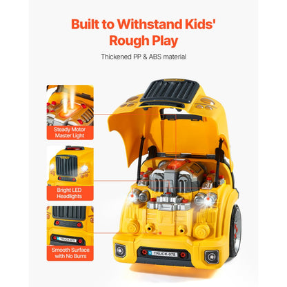 VEVOR Engine Toy Kids Mechanic Car Repair Set with Removable Parts Yellow