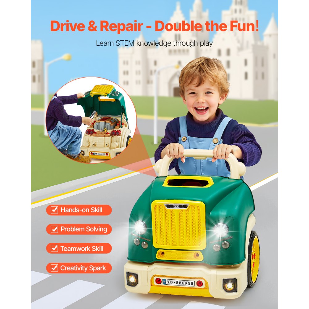 VEVOR Engine Toy Kids Mechanic Car Repair Set with Removable Parts Green