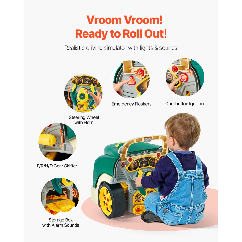 VEVOR Engine Toy Kids Mechanic Car Repair Set with Removable Parts Green