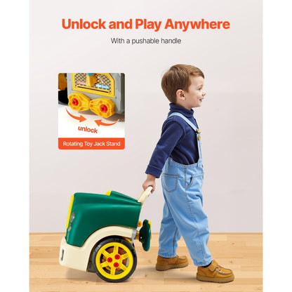 VEVOR Engine Toy Kids Mechanic Car Repair Set with Removable Parts Green