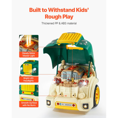 VEVOR Engine Toy Kids Mechanic Car Repair Set with Removable Parts Green