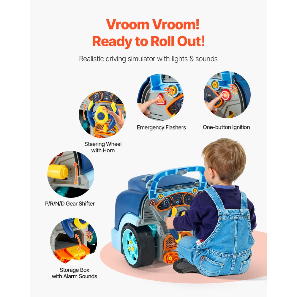VEVOR Engine Toy Kids Mechanic Car Repair Set with Removable Parts Blue