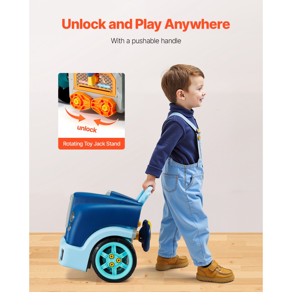VEVOR Engine Toy Kids Mechanic Car Repair Set with Removable Parts Blue