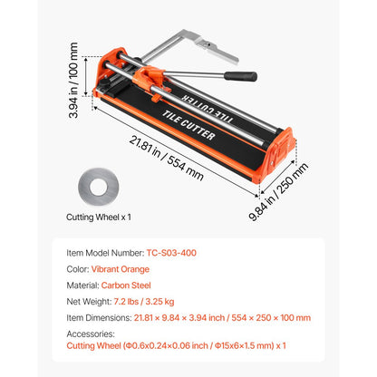 430mm Tile Cutter for Wall & Polished Tiles Double Rails Tungsten Wheel