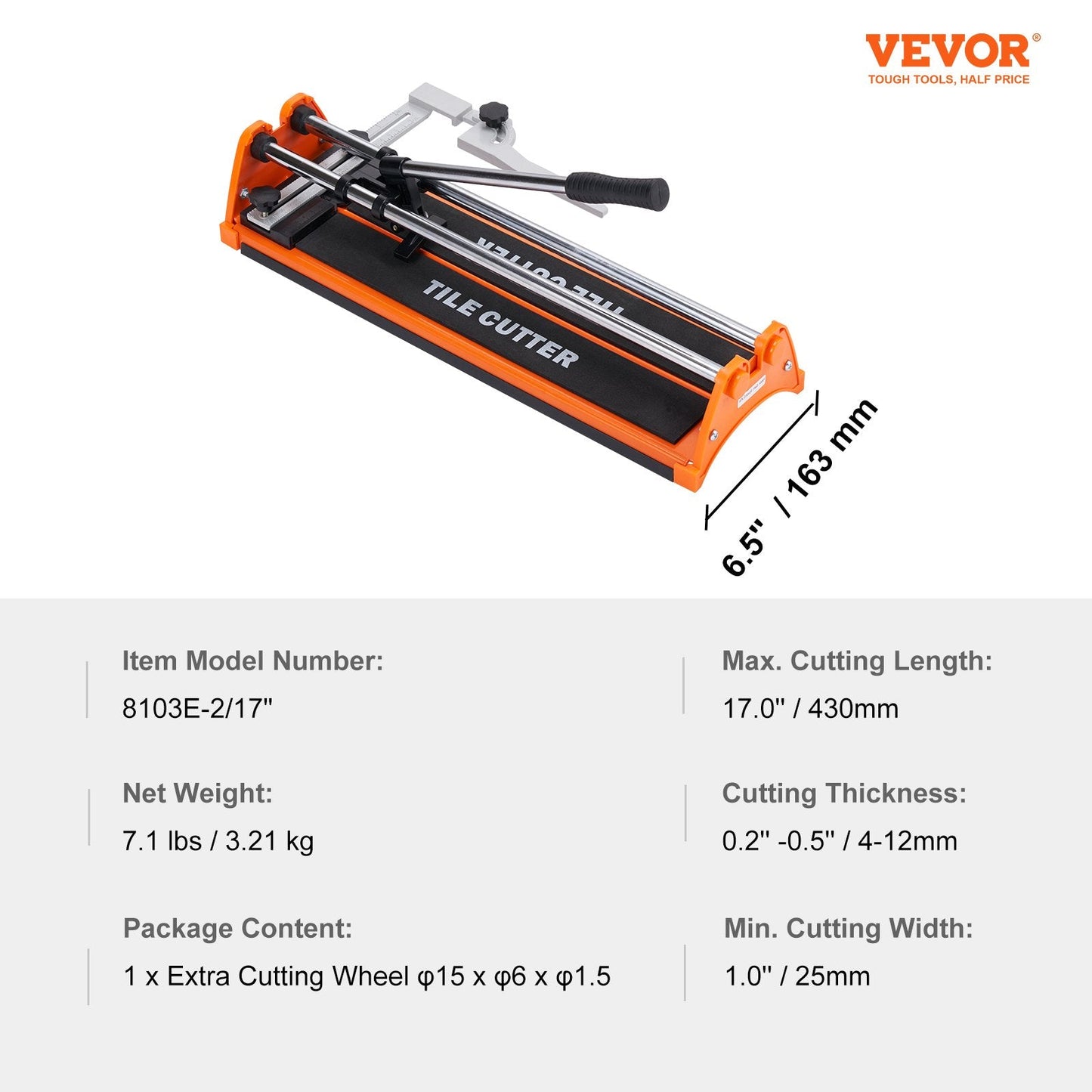 Manual Tile Cutter with Tungsten Carbide & Infrared Positioning, 0.4 m