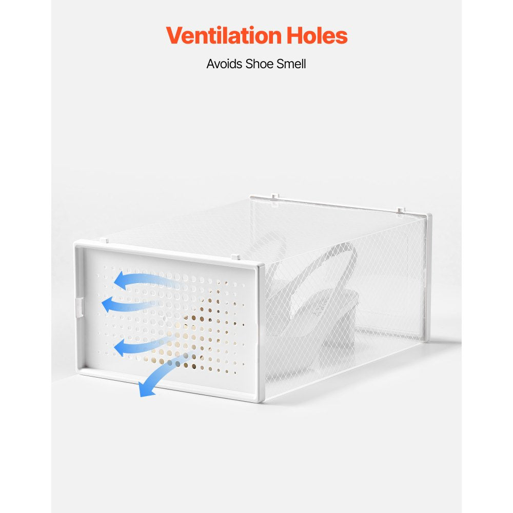 VEVOR Shoe Storage Boxes 12 Pack Stackable Storage Organizers US Size 11 White