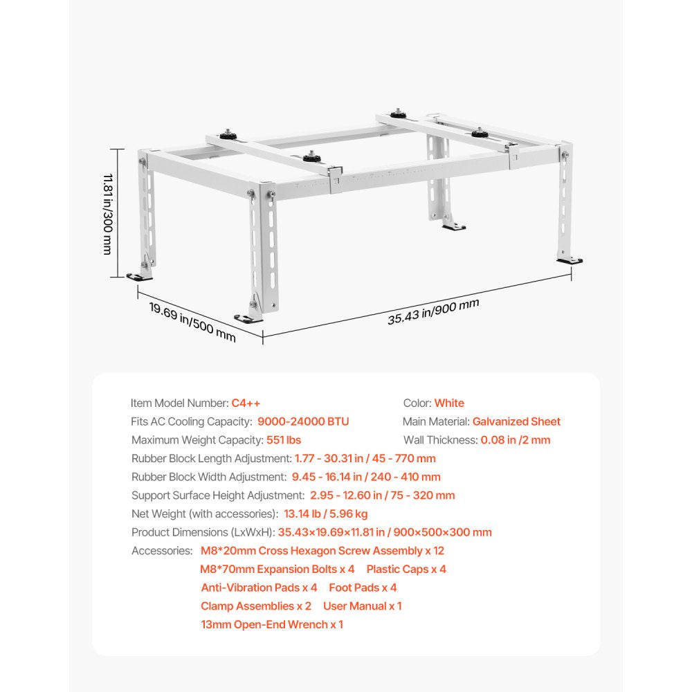 VEVOR Mini Split Ground Stand Adjustable Anti Vibration for 9000-24000 BTU