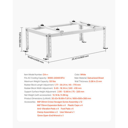 VEVOR Mini Split Ground Stand Adjustable Anti Vibration for 9000-24000 BTU