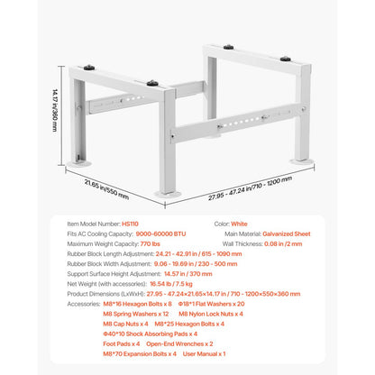 VEVOR Mini Split Ground Stand Adjustable Anti Vibration for 9000-60000 BTU