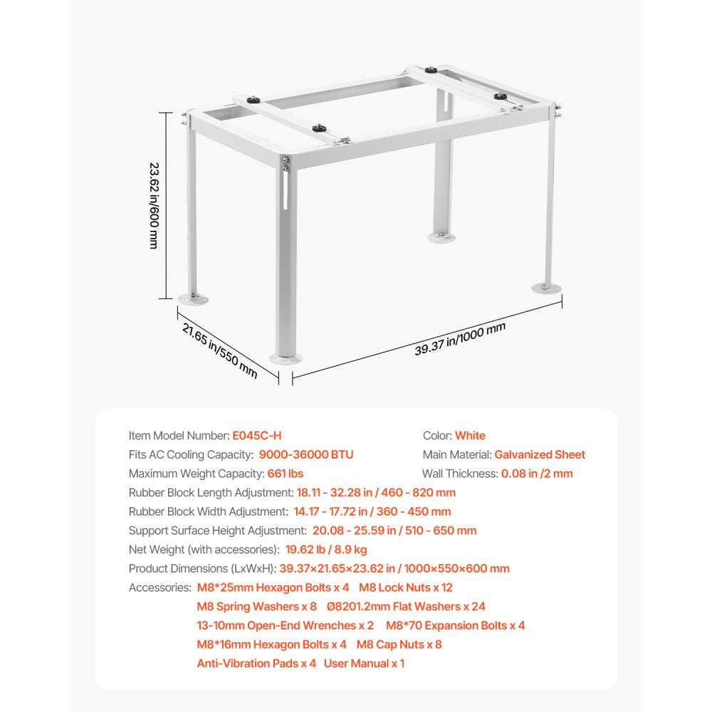 VEVOR Mini Split Ground Stand Adjustable Anti Vibration for 9000-36000 BTU