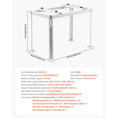 VEVOR Mini Split Ground Stand Adjustable Anti Vibration for 9000-18000 BTU